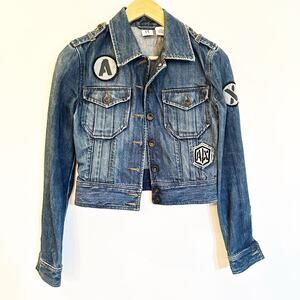 Armani Exchange Denim Jacket sz S Jean Jacket Patchwork Jacket